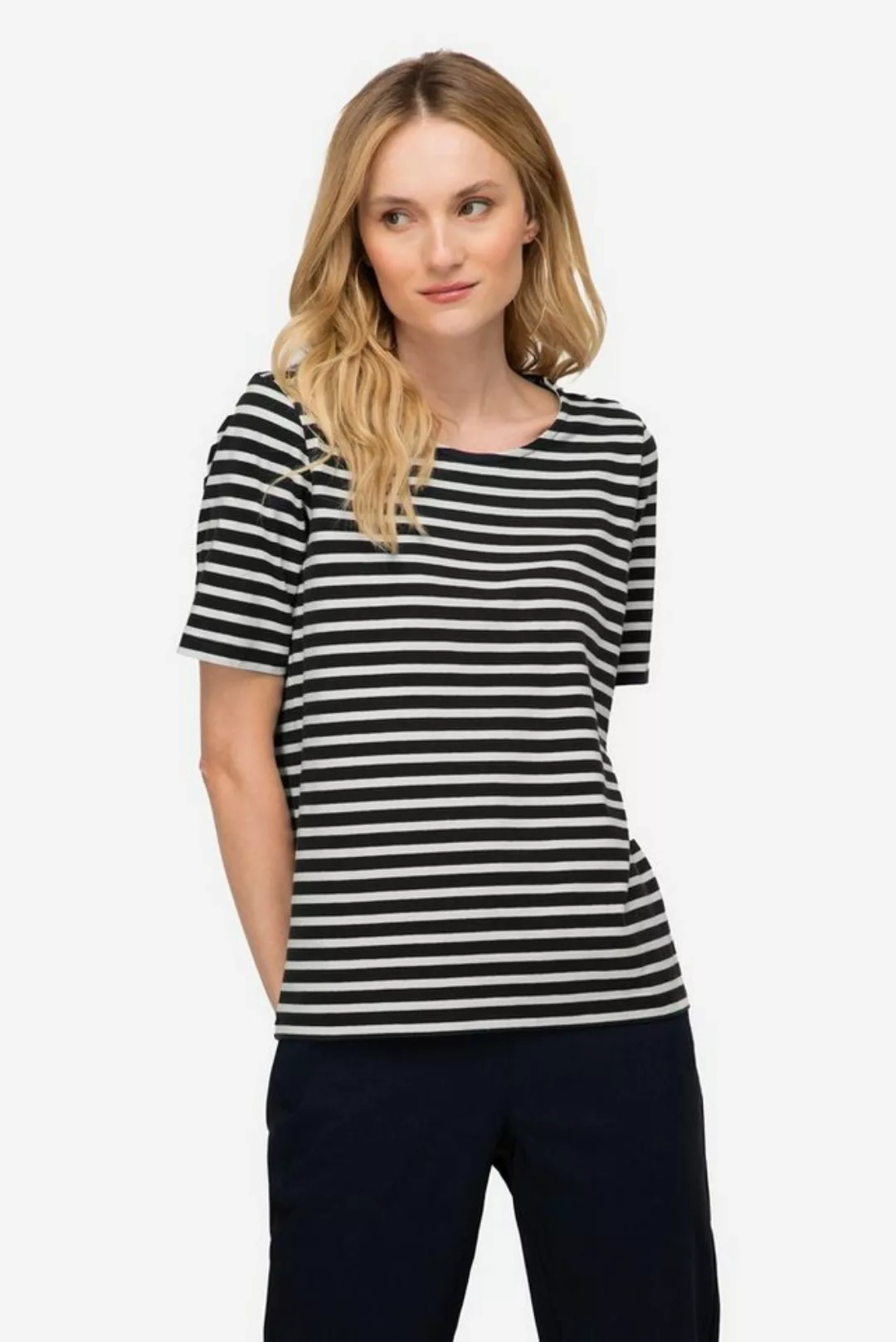 Laurasøn Rundhalsshirt T-Shirt Classic Fit Streifen Rundhals Halbarm günstig online kaufen