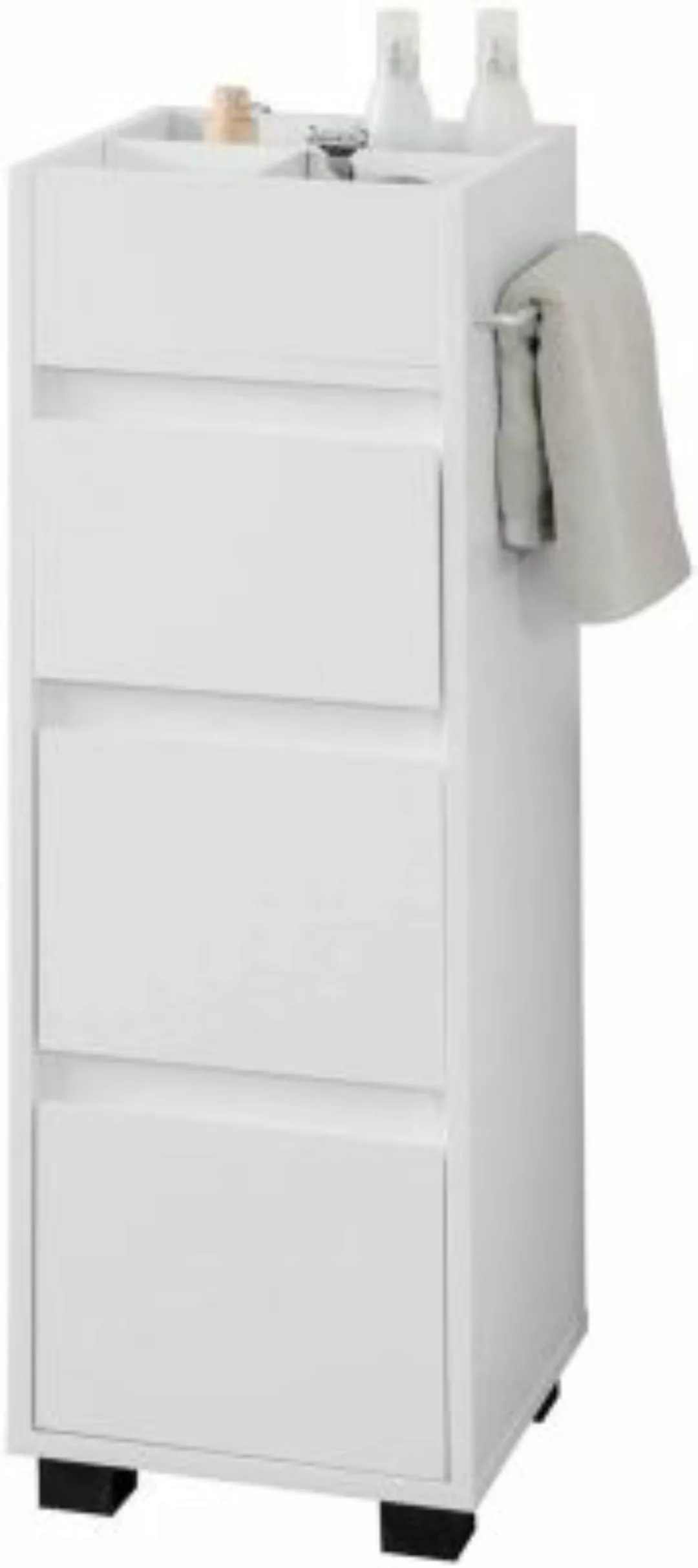 SoBuy® Badkommode Badschrank mit 3 Schubladen und 4 Fächern weiß günstig online kaufen