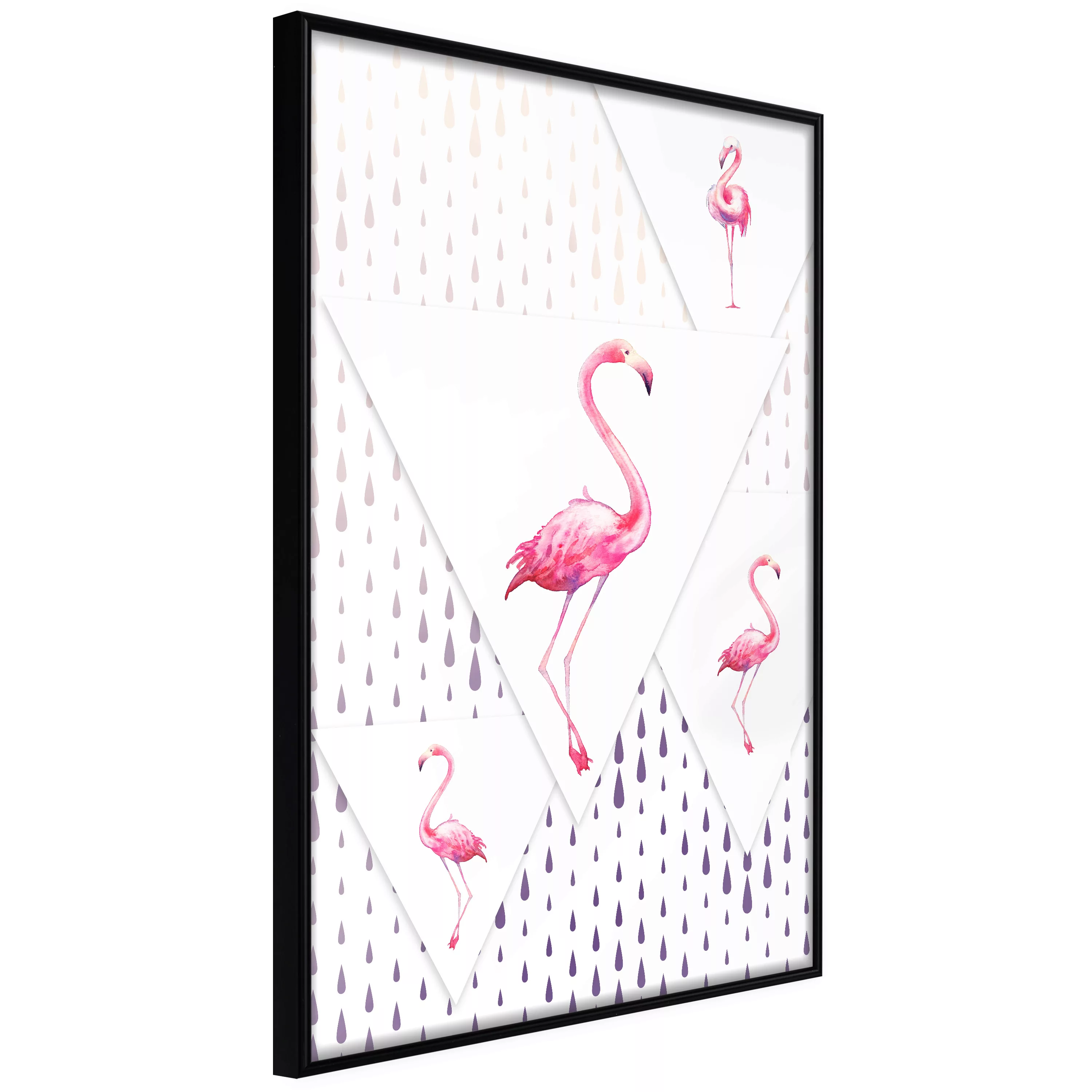 Poster - Flamingos And Triangles günstig online kaufen