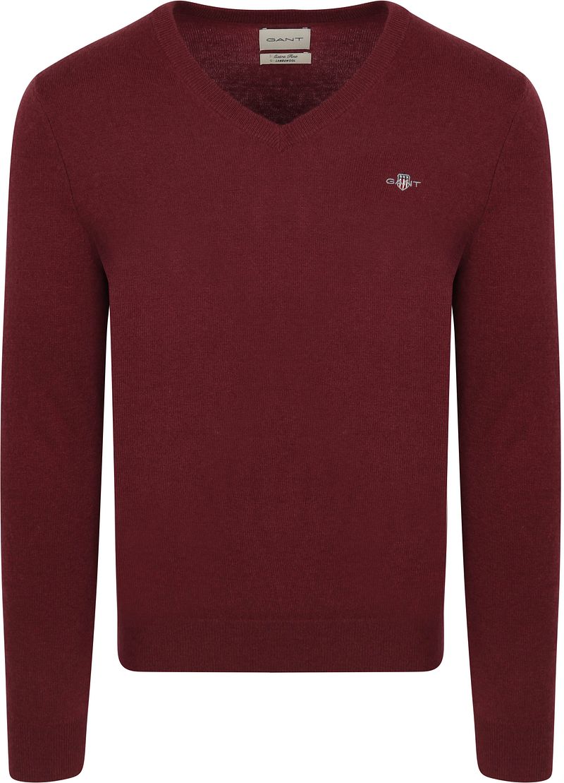 Gant Pullover V-Ausschnitt Wool Blend Bordeaux - Größe 3XL günstig online kaufen