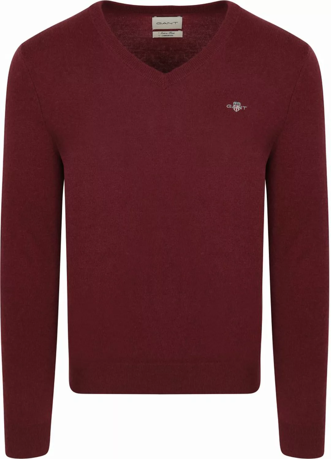 Gant Pullover V-Ausschnitt Wool Blend Bordeaux - Größe 3XL günstig online kaufen