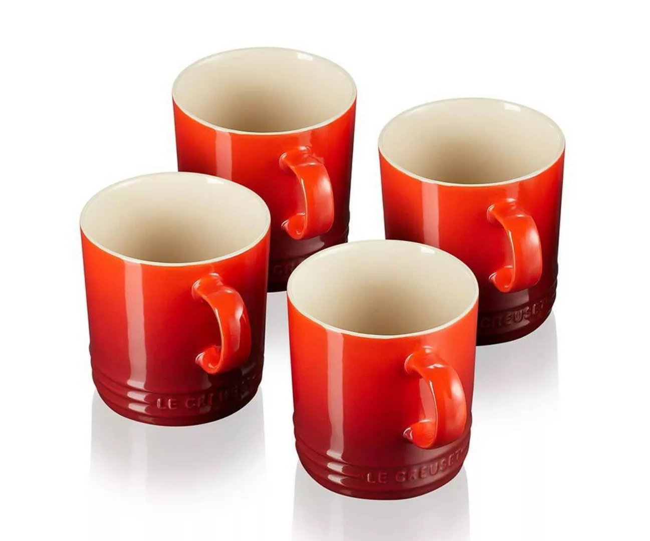 Le Creuset Tasse Becher 4er-Set Kirschrot Steinzeug 350ml günstig online kaufen