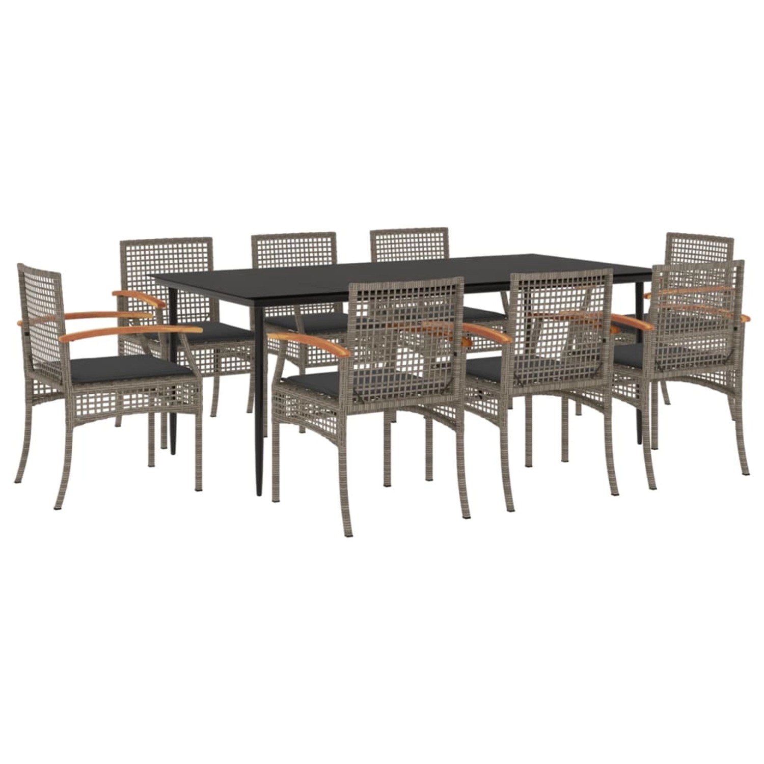vidaXL 9-Tlg Garten-Essgruppe mit Kissen Grau Poly Rattan 3213616 günstig online kaufen