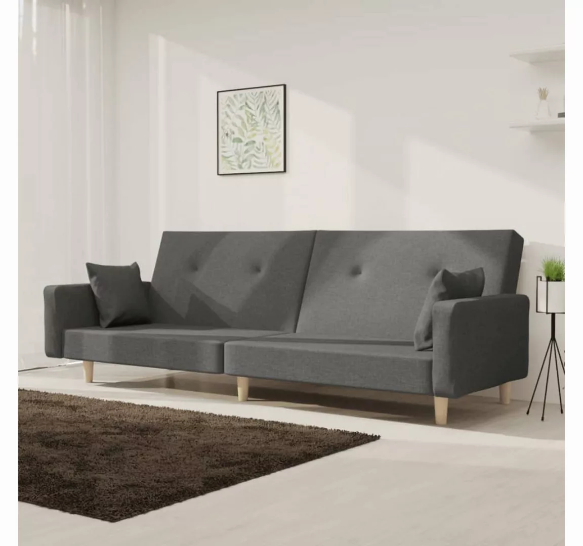 vidaXL Sofa Schlafsofa 2-Sitzer mit 2 Kissen Dunkelbraun Stoff günstig online kaufen