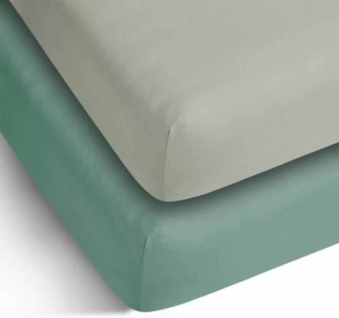 Aspero® 2 x Spannbettlaken aus Baumwolle Bettlaken blau/grau Gr. 140-160 x günstig online kaufen