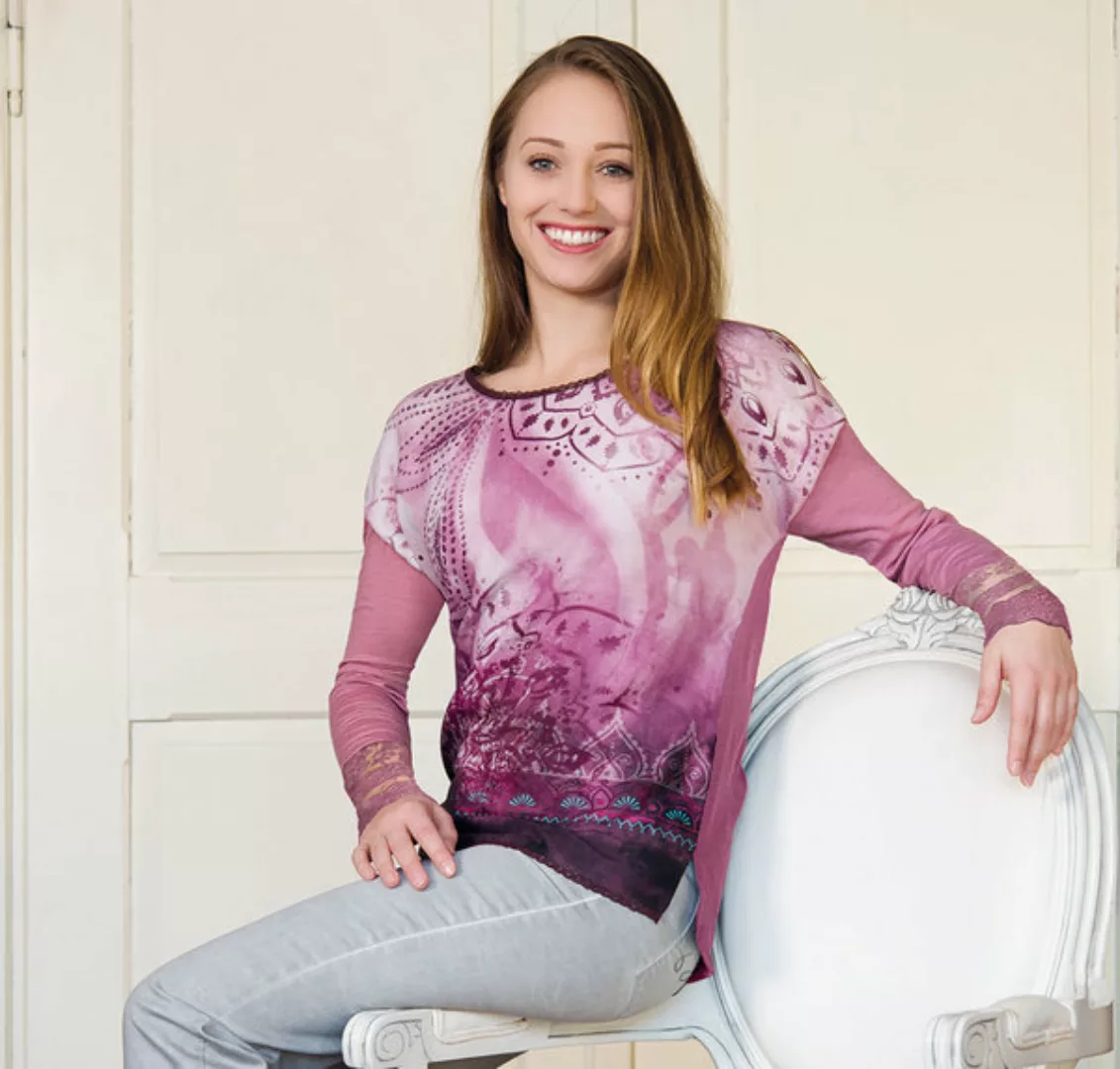 Blusen-shirt Brombeer-sahne Langarm günstig online kaufen