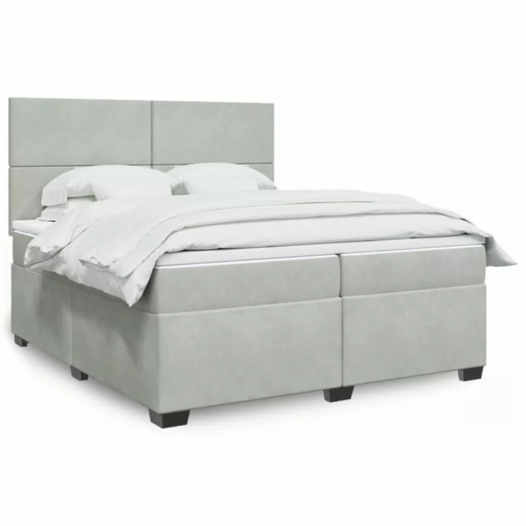 furnicato Bettgestell Boxspringbett mit Matratze Hellgrau 200x200 cm Samt günstig online kaufen