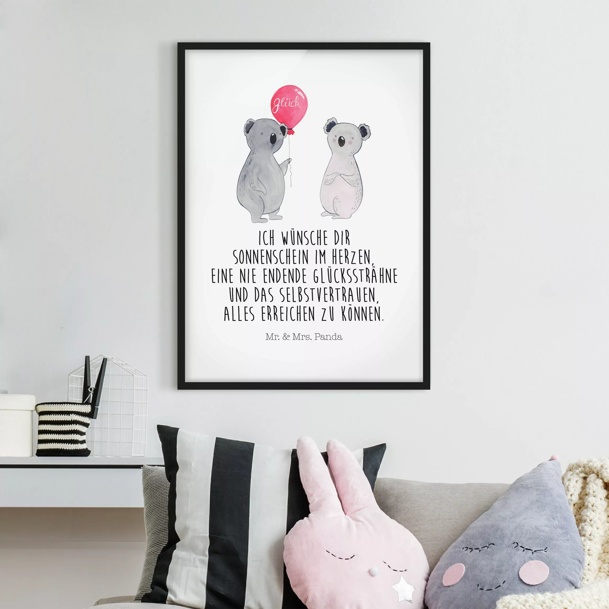Bild mit Rahmen Mr. & Mrs. Panda - Koala - Sonnenschein im Herzen günstig online kaufen