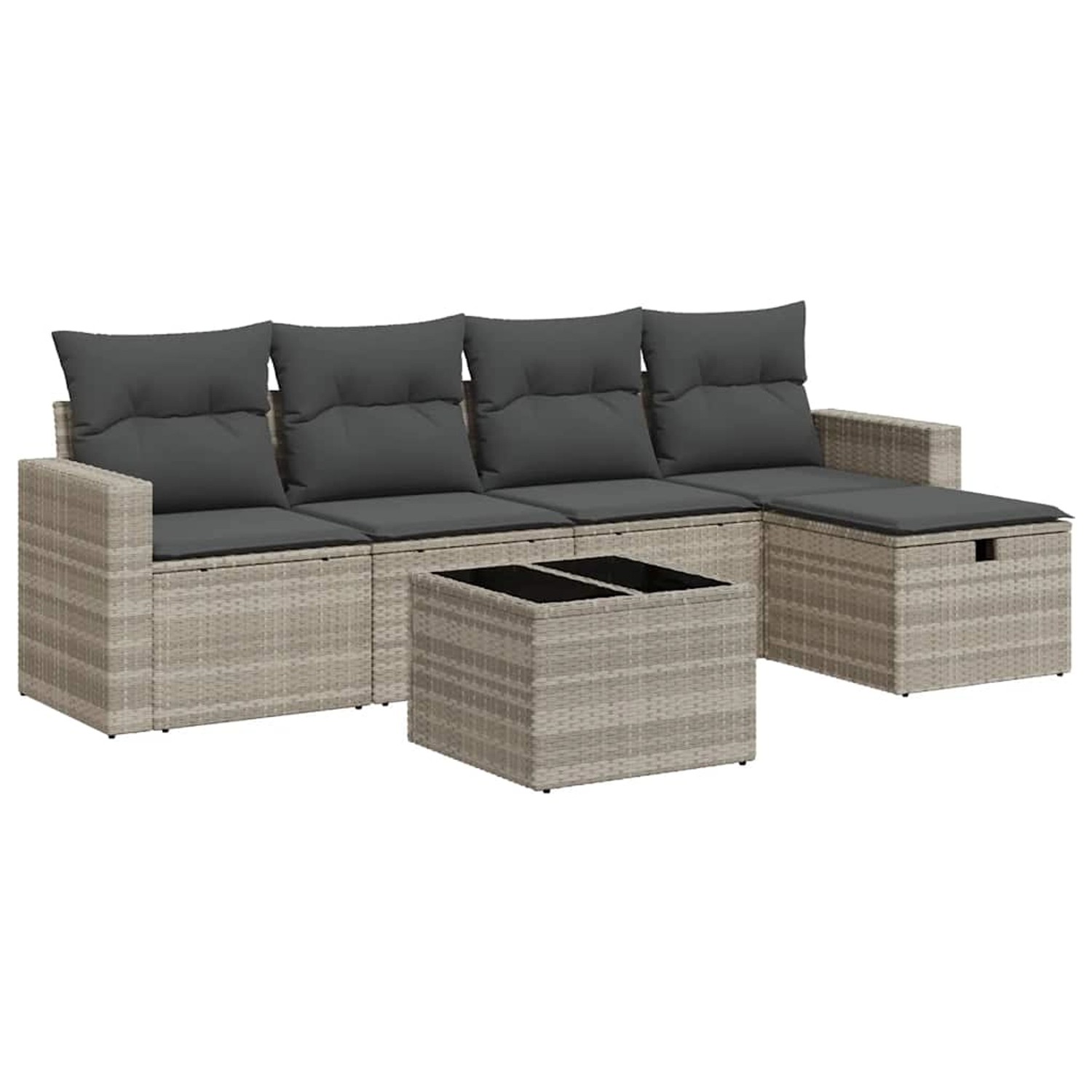vidaXL 6-Tlg Garten-Sofagarnitur mit Kissen Hellgrau Poly Rattan 3325378 günstig online kaufen
