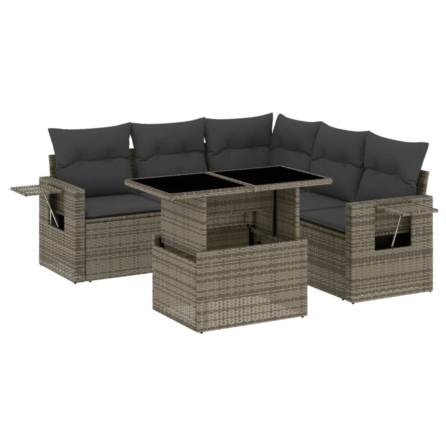 vidaXL 6-tlg Garten-Sofagarnitur mit Kissen Grau Poly Rattan Modell 164 günstig online kaufen