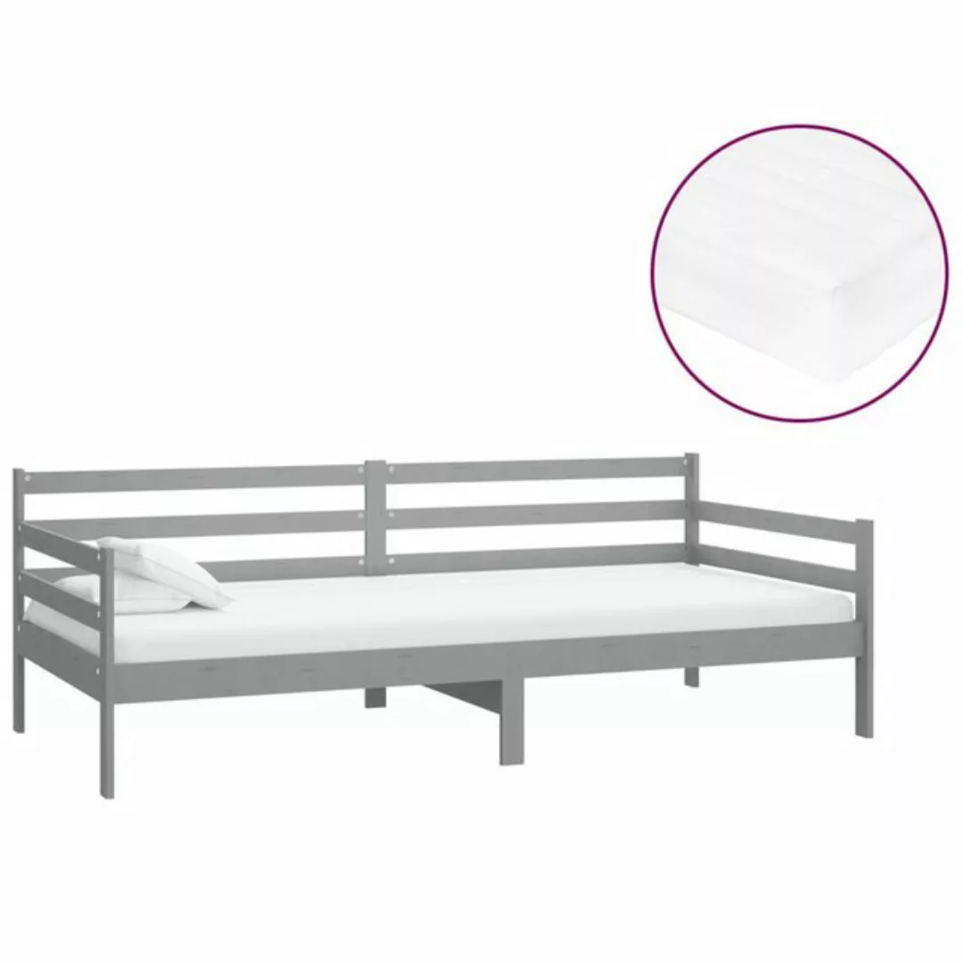 vidaXL Gästebett Tagesbett Gästebett mit Matratze 90x200 cm Grau Massivholz günstig online kaufen