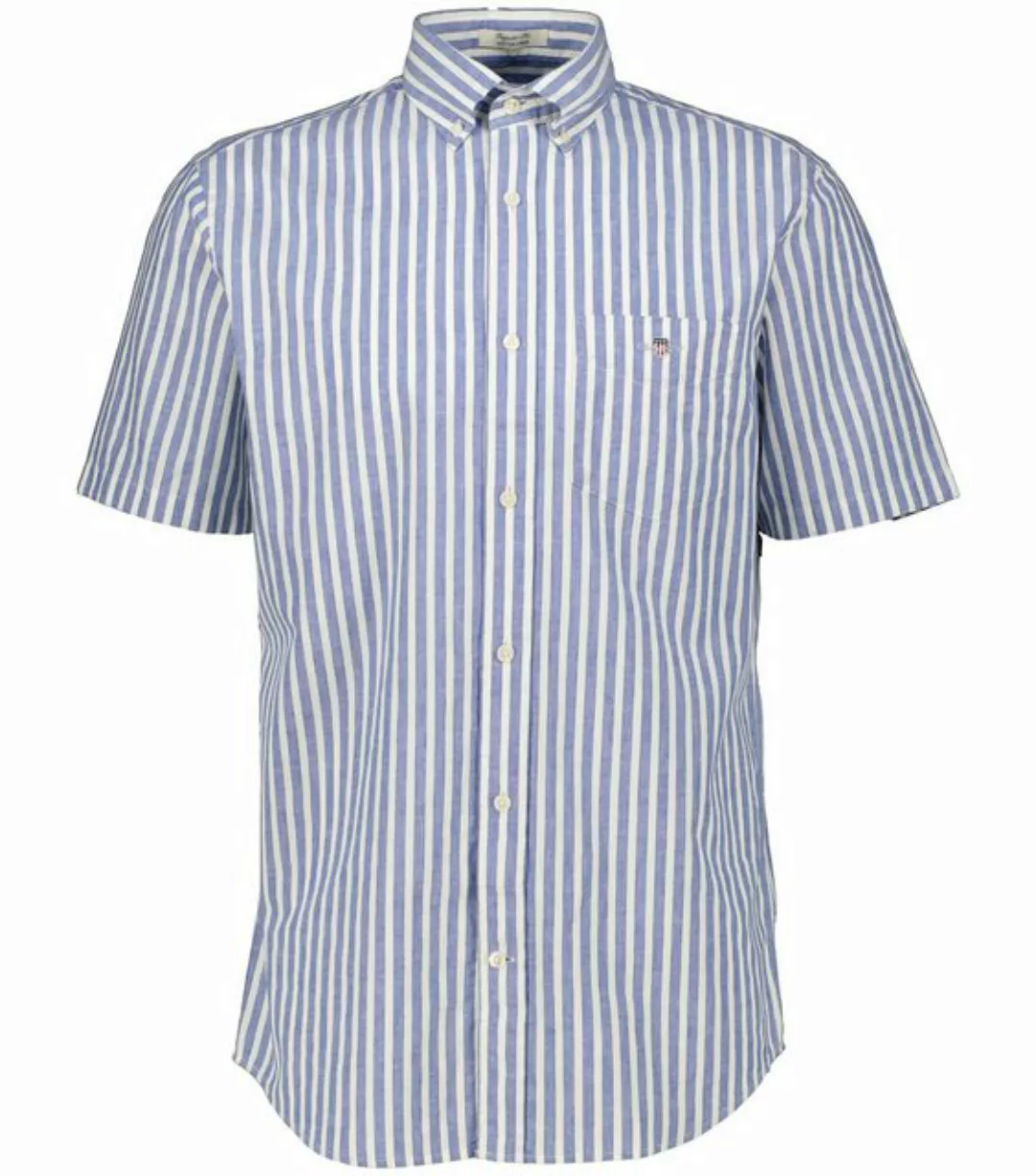 Gant Blusenshirt REG COTTON LINEN STRIPE SS SHIRT, SUNSET PINK günstig online kaufen