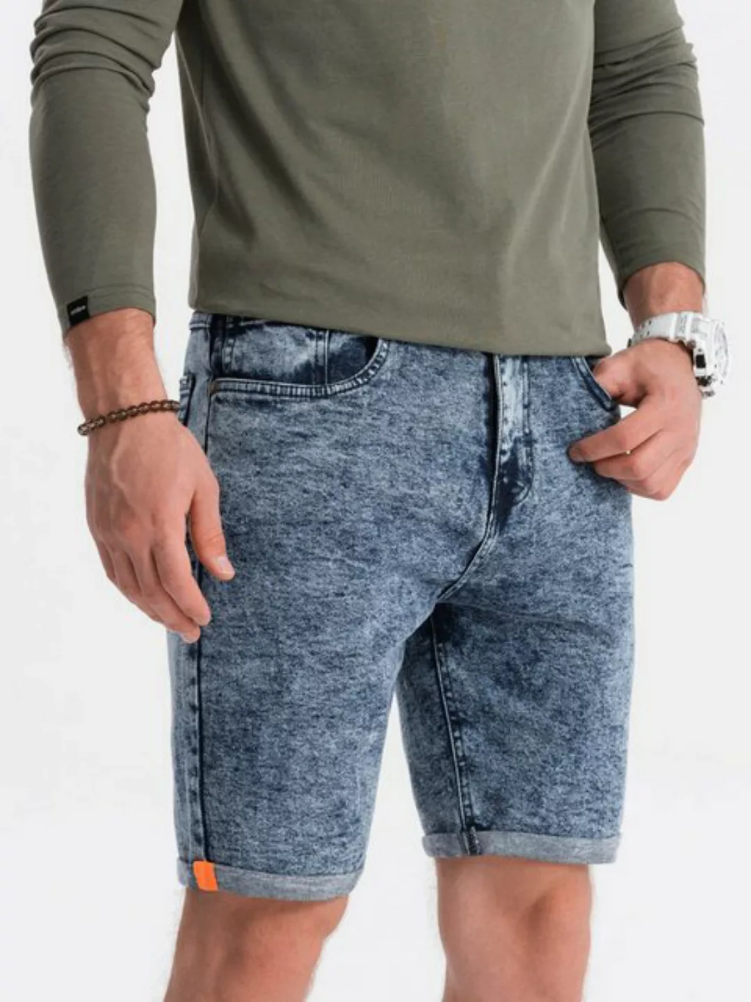 OMBRE Jeansshorts Marmorierte Denim-Shorts für Männer günstig online kaufen