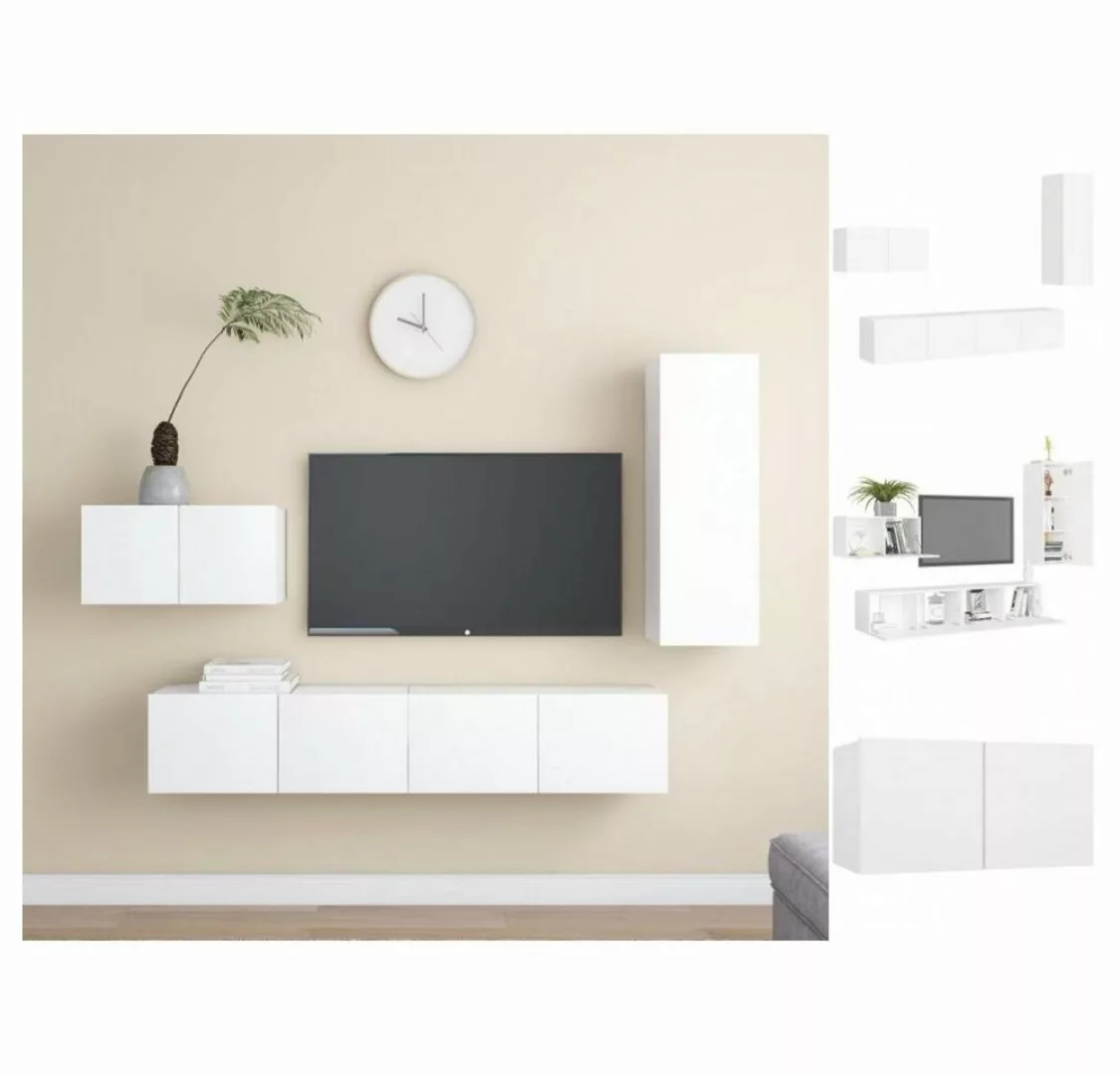 vidaXL TV-Schrank 4-tlg TV-Schrank-Set Weiß Spanplatte günstig online kaufen