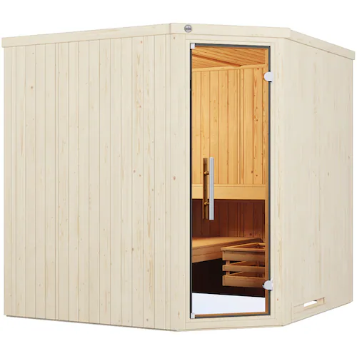 weka Sauna »Element-Ecksauna VARBERG 3«, vorgefertigte Elemente, moderne Ga günstig online kaufen