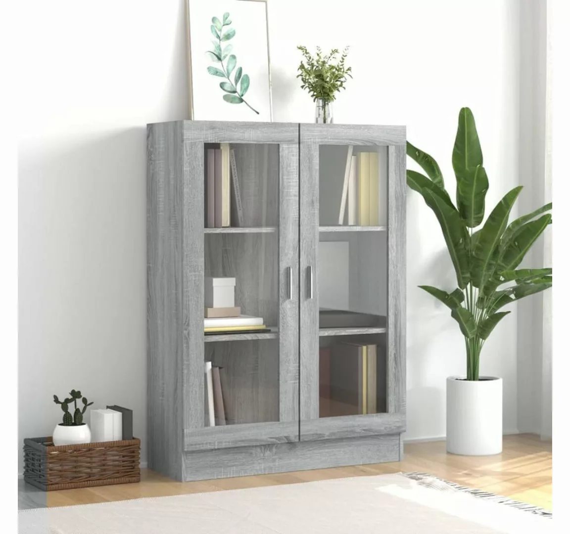 furnicato Vitrine Vitrinenschrank Grau Sonoma 82,5x30,5x115 cm Holzwerkstof günstig online kaufen