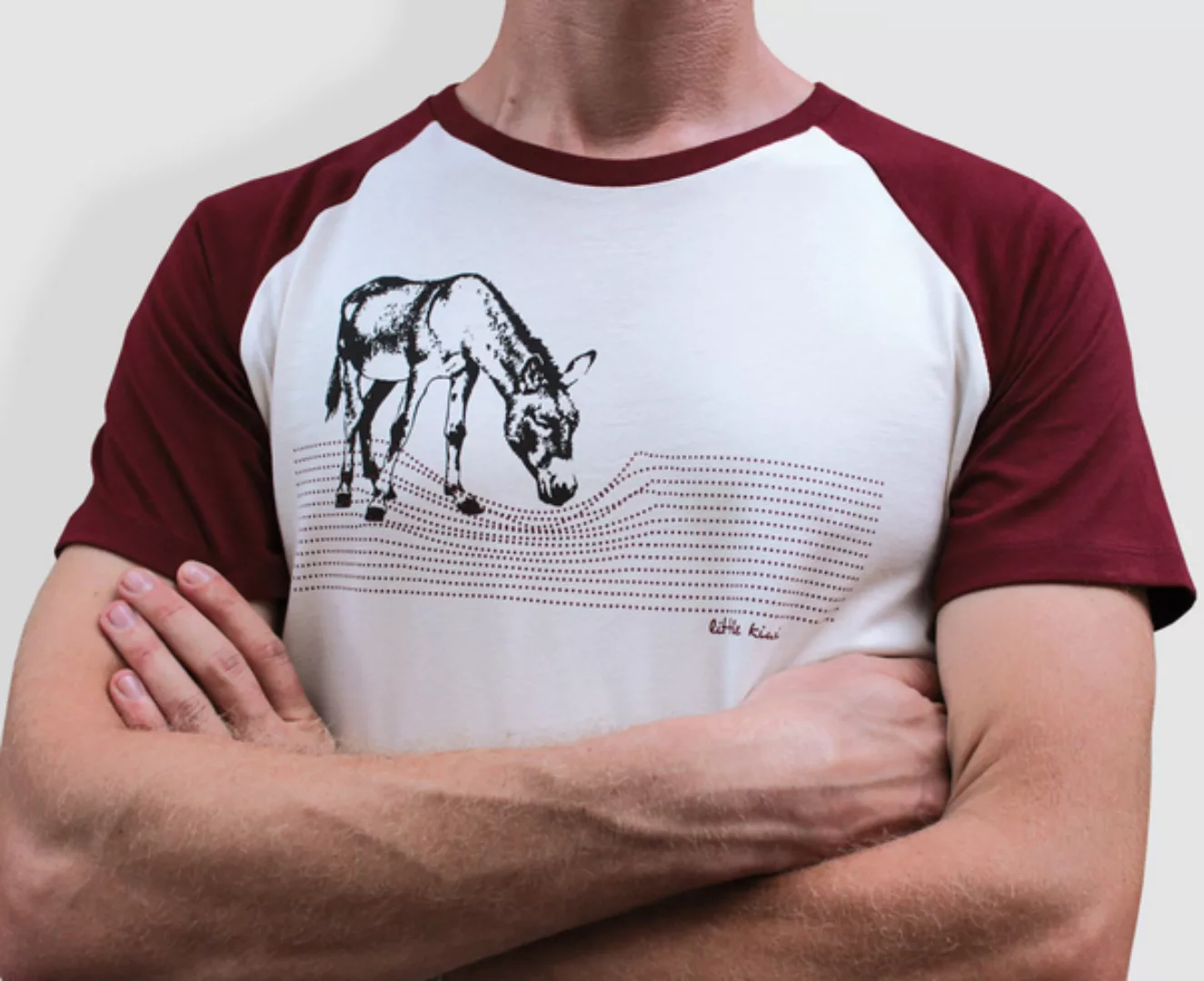 Herren T-shirt, "Eselchen", Burgundy/white günstig online kaufen