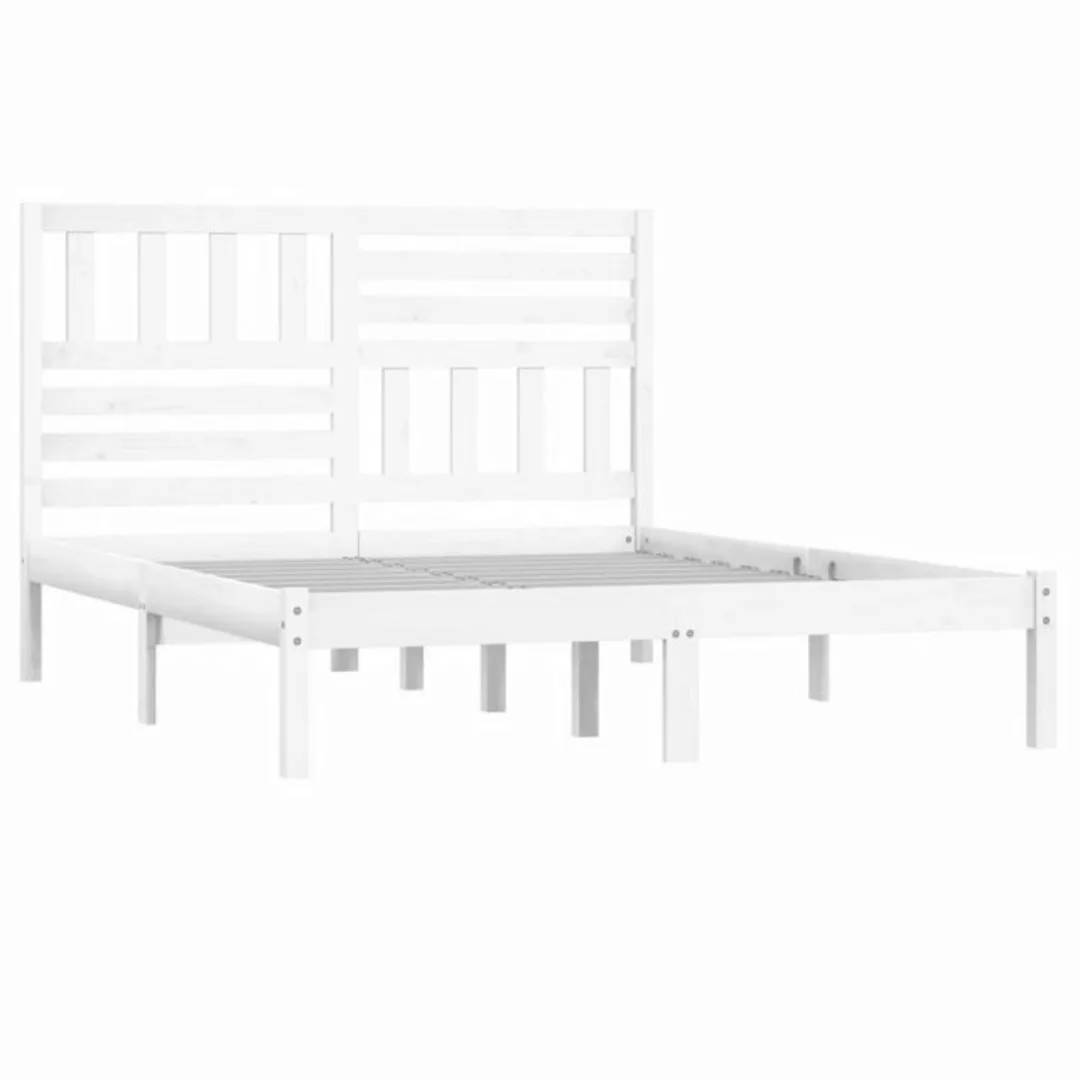 vidaXL Bettgestell Massivholzbett Weiß Kiefer 150x200 cm 5FT King Size Bett günstig online kaufen