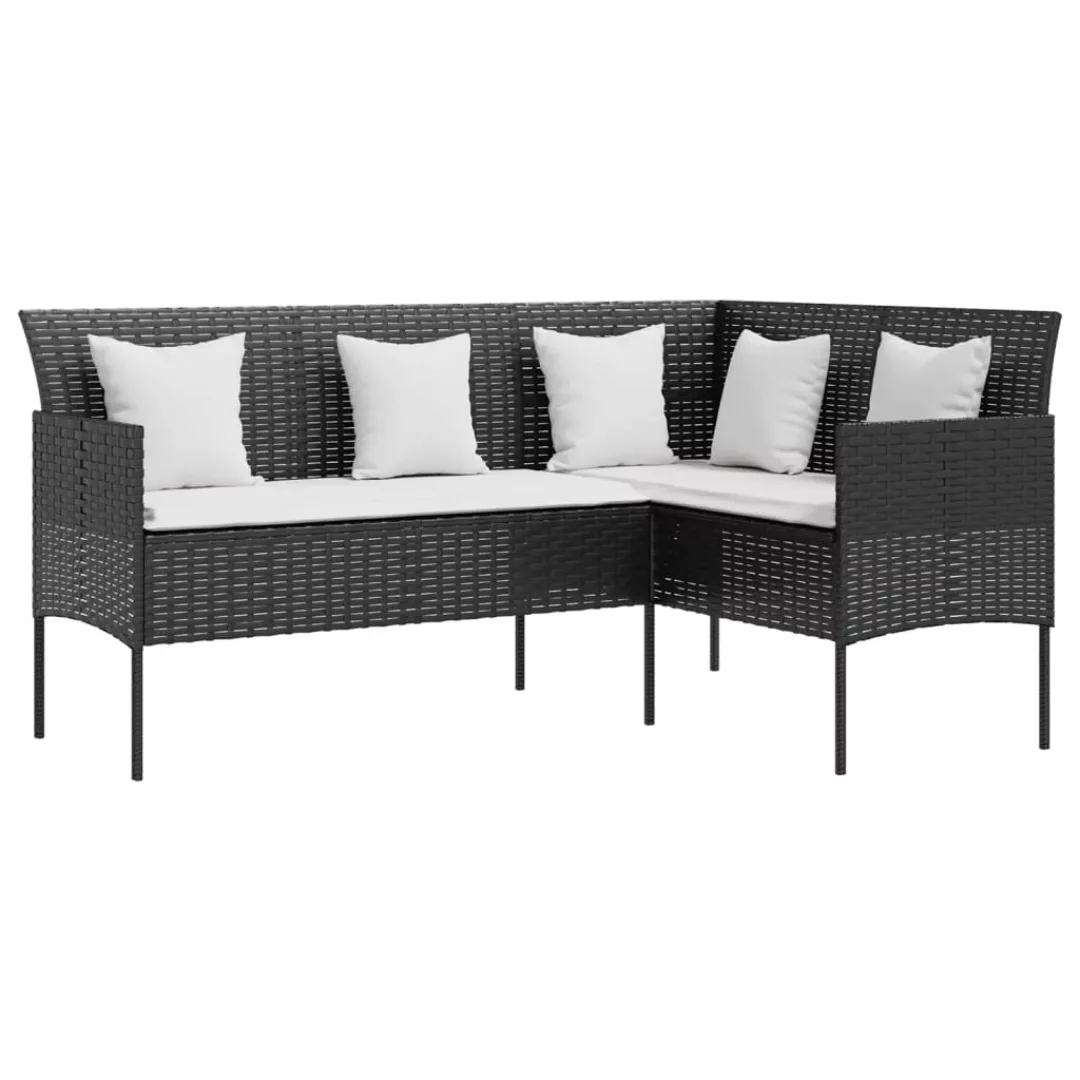 Sofa In L-form Mit Kissen Poly Rattan Schwarz günstig online kaufen