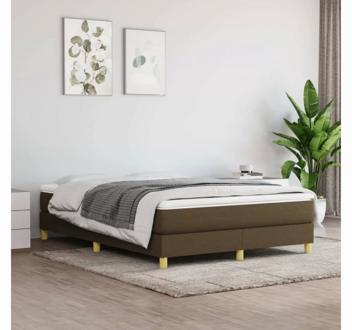 furnicato Bett Boxspringbett mit Matratze Dunkelbraun 140x200 cm Stoff günstig online kaufen