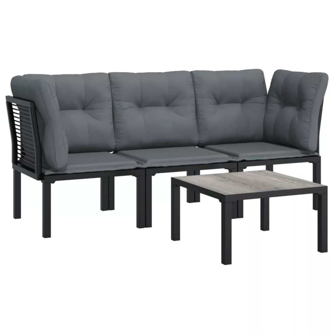 Vidaxl 4-tlg. Garten-lounge-set Schwarz Und Grau Poly Rattan günstig online kaufen