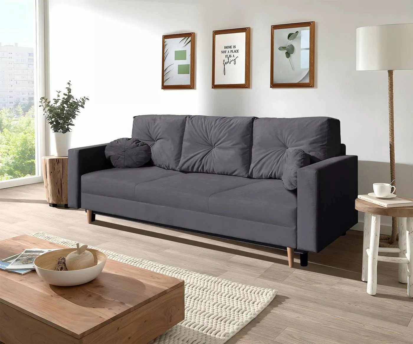 Beautysofa 3-Sitzer MILAN, skandinavisches Design, Wellenunterfederung, Bet günstig online kaufen