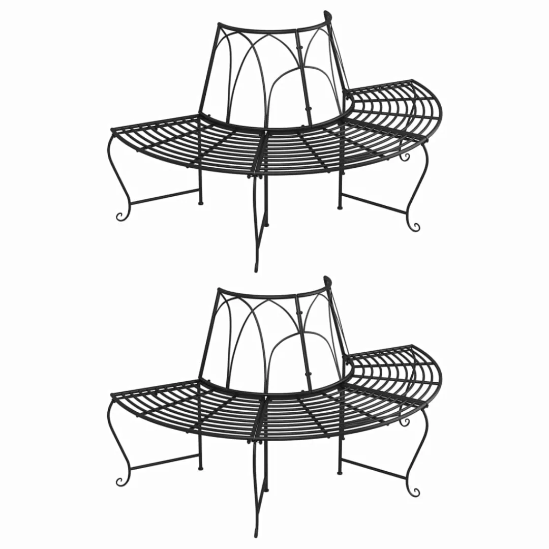 Vidaxl Baumbänke Halbrund 2 Stk. Ø159 Cm Schwarz Stahl günstig online kaufen