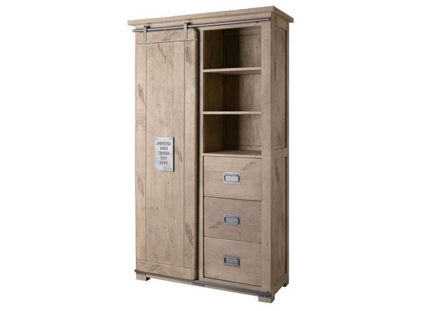 Massivmoebel24 Dreh-/Schwebetürenschrank (Schrank Mango 100x45x175 whitewas günstig online kaufen