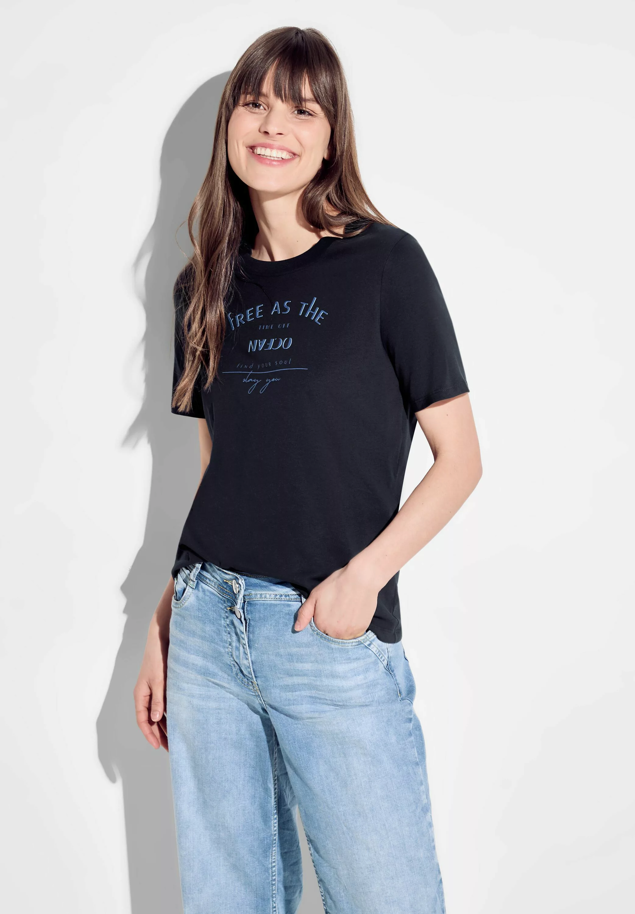 Cecil T-Shirt mit Wording auf der Brust günstig online kaufen