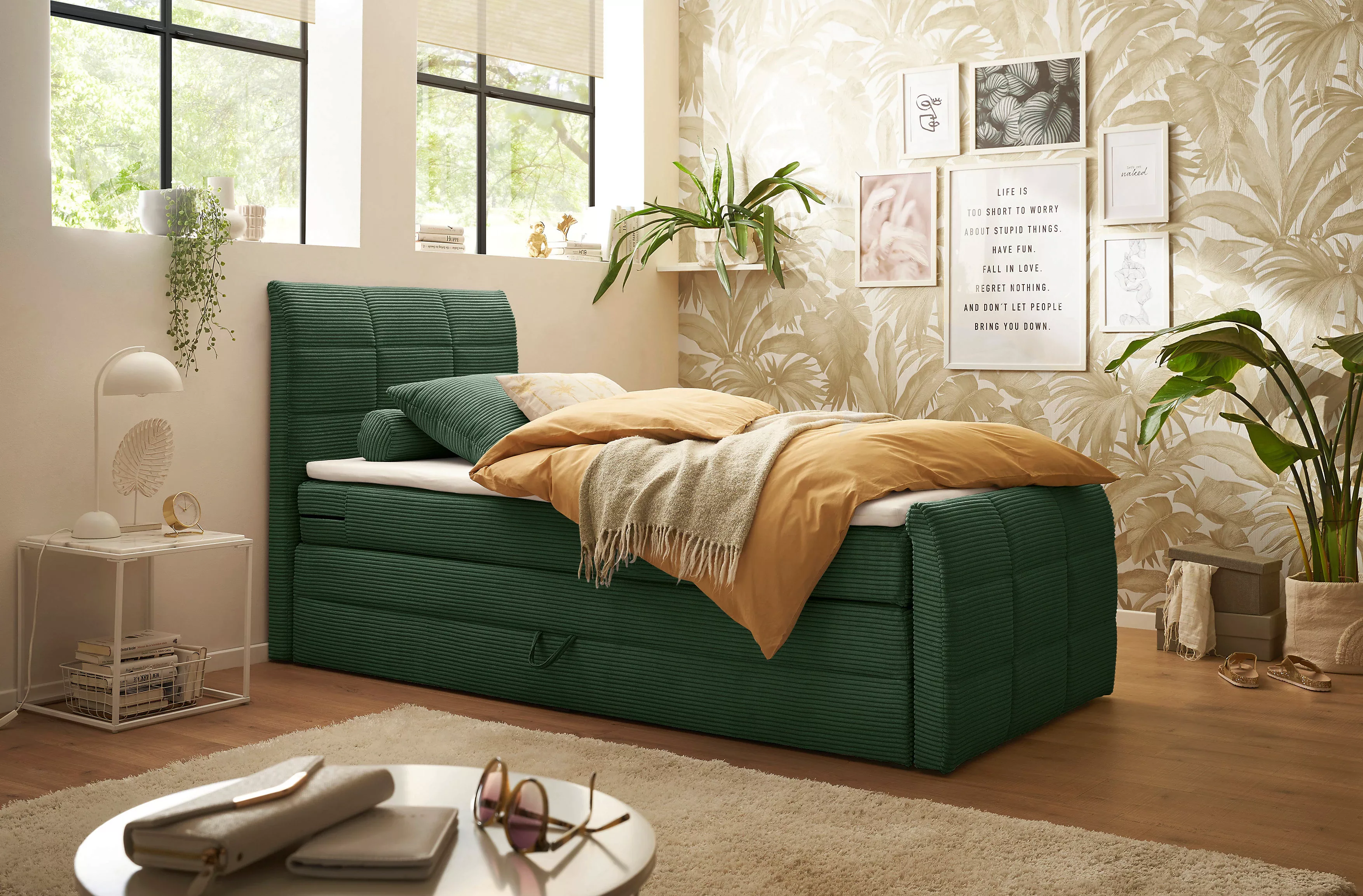 ED EXCITING DESIGN Boxspringbett "Bolivia", harte Seite mit Kokosmatte, wei günstig online kaufen