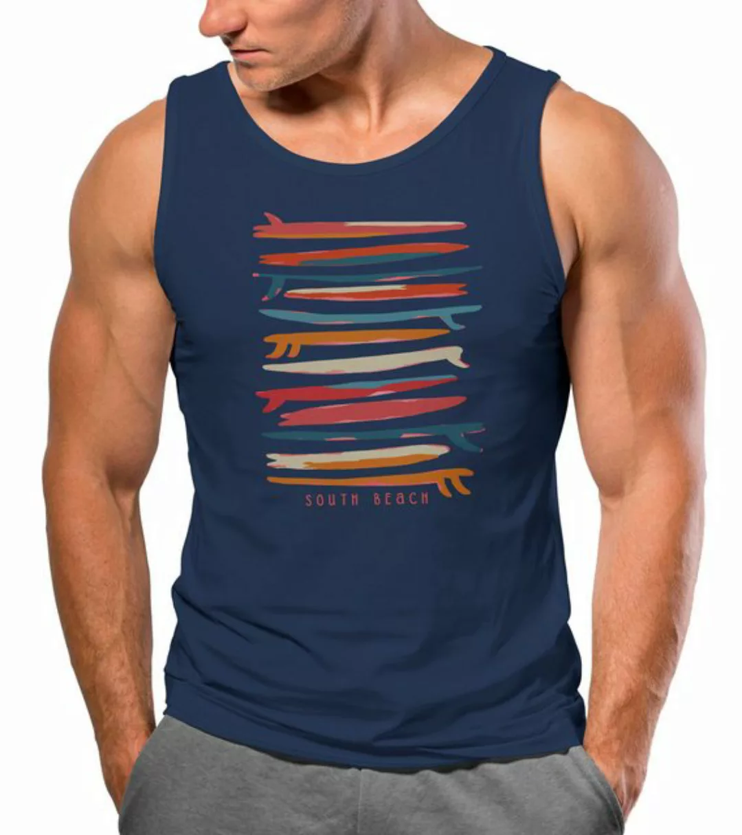 Neverless Tanktop Herren Tank-Top Surfboards South Beach California USA Som günstig online kaufen