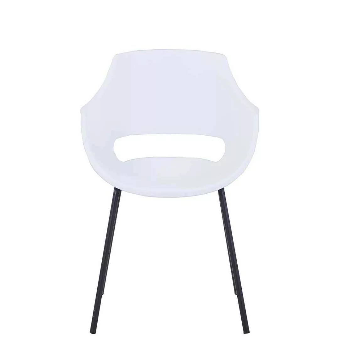 Esszimmerarmlehnstühle in Weiß und Schwarz Kunststoff und Metall (2er Set) günstig online kaufen