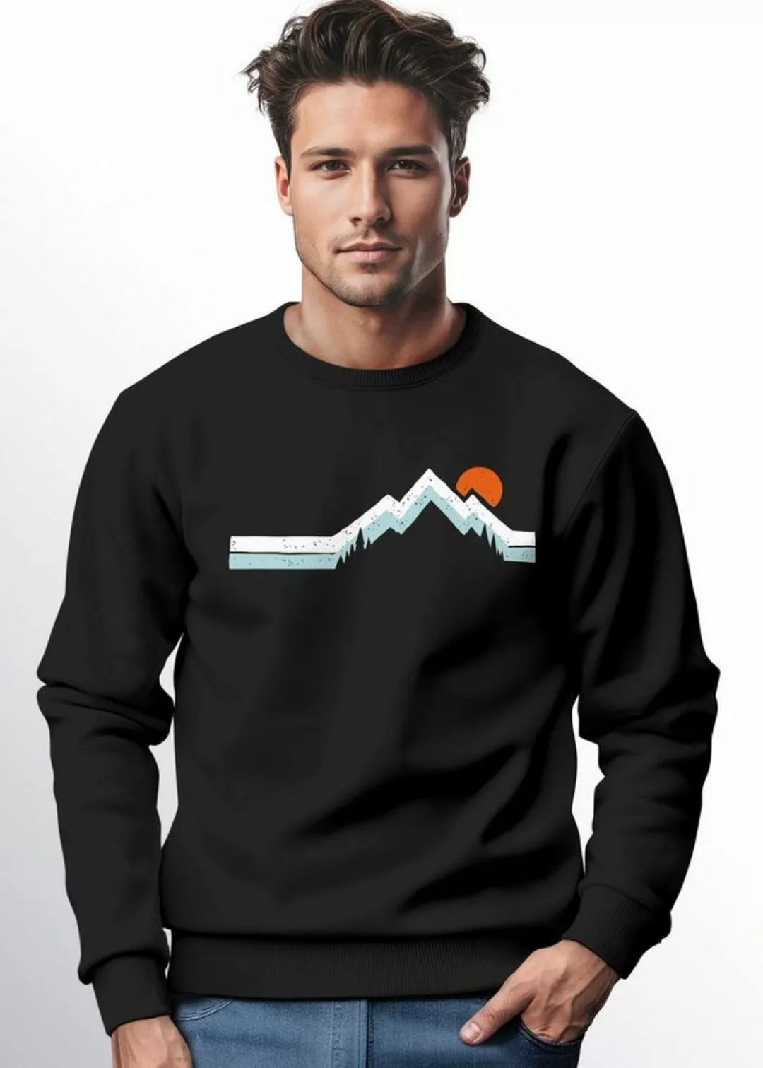 Neverless Sweatshirt Sweatshirt Herren Berg Wandern Natur Outdoor Aufdruck günstig online kaufen