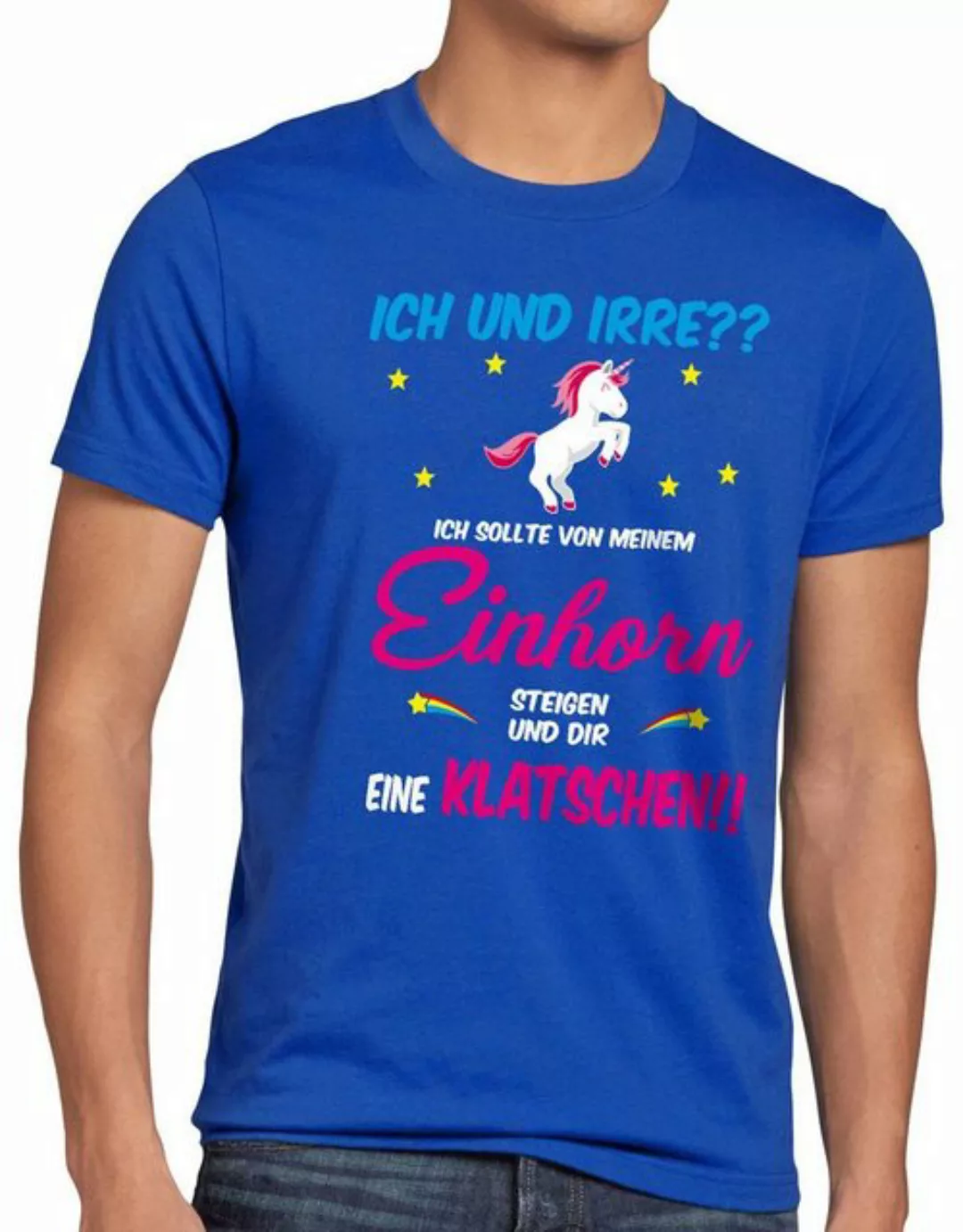 style3 Print-Shirt Herren T-Shirt ICH und IRRE? Einhorn absteigen klatschen günstig online kaufen