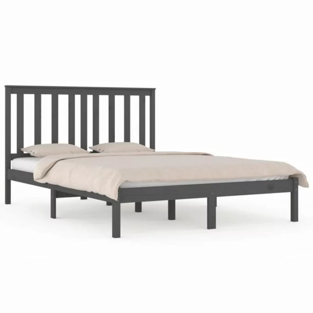 furnicato Bett Massivholzbett Grau Kiefer 120x200 cm günstig online kaufen