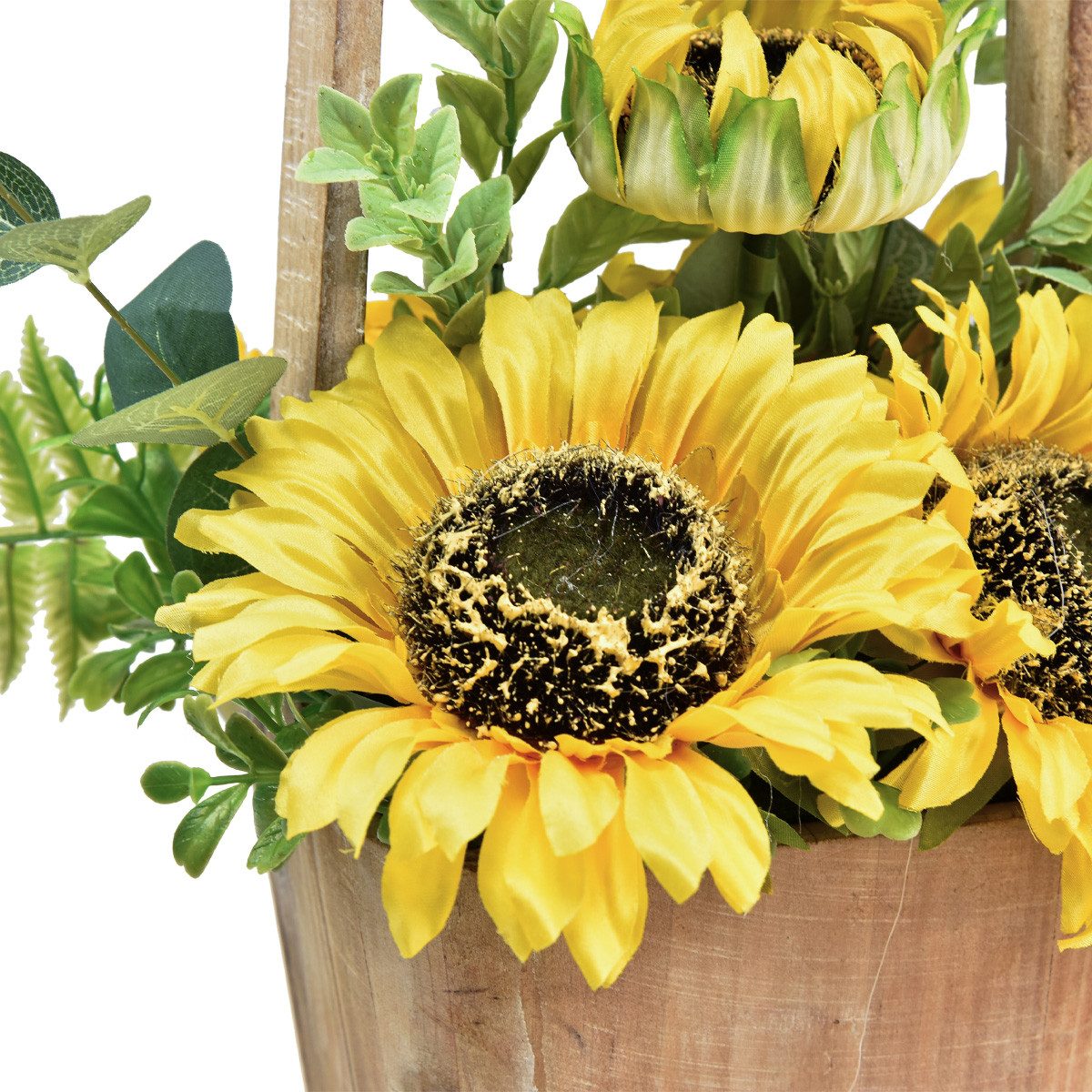 Kunstblume Sonnenblumen Blumengesteck künstlich im Holztopf, günstig online kaufen