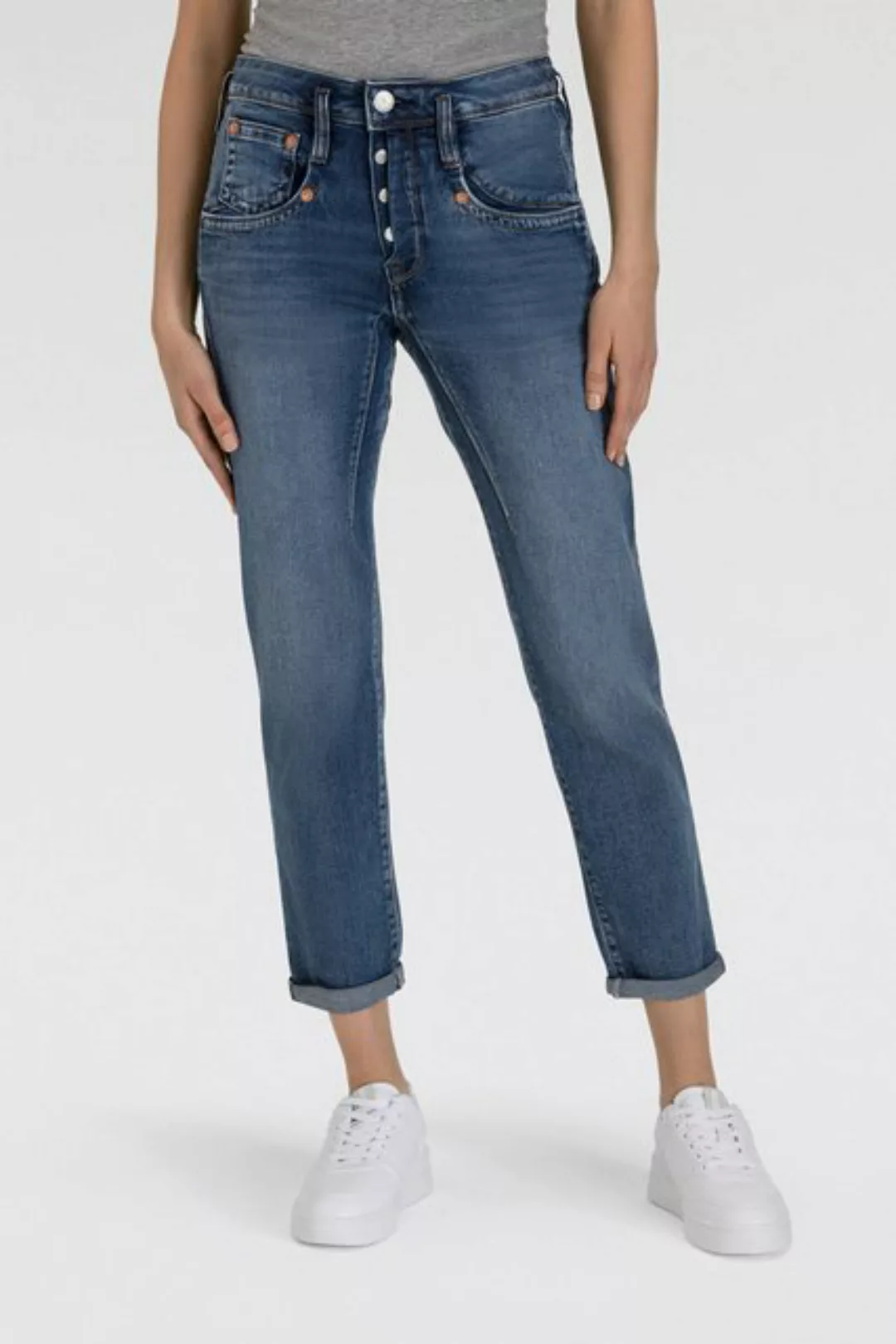 Herrlicher 7/8-Jeans Shyra Cropped Denim Comfort mit halb verdeckter Knopfl günstig online kaufen