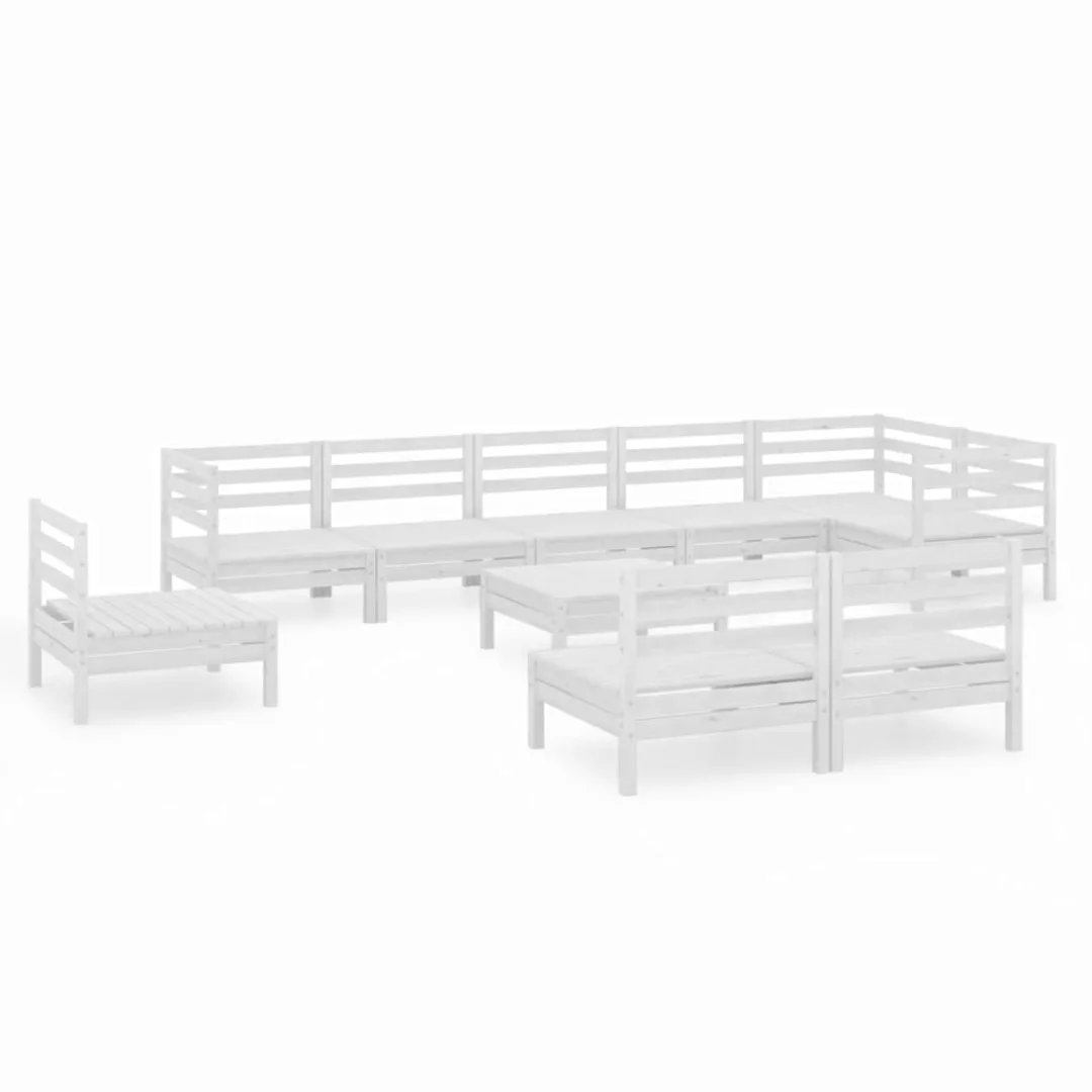 10-tlg. Garten-lounge-set Massivholz Kiefer Weiß günstig online kaufen