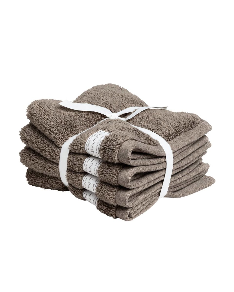 GANT Gästetuch, Organic Premium Towel, 4er Pack - 30x30 cm, Frottee Braun günstig online kaufen