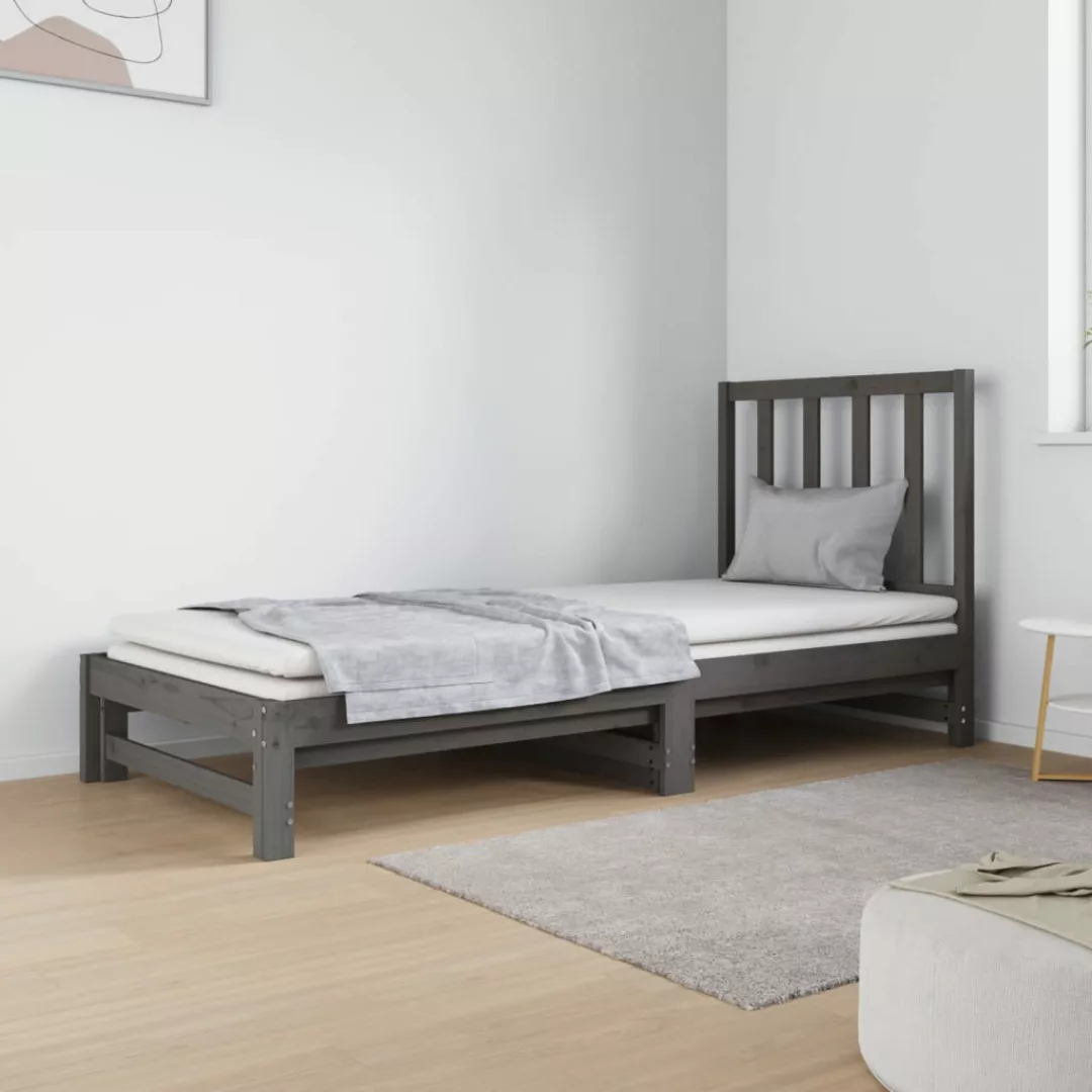 Vidaxl Tagesbett Ausziehbar Grau 2x(90x190) Cm Massivholz Kiefer günstig online kaufen