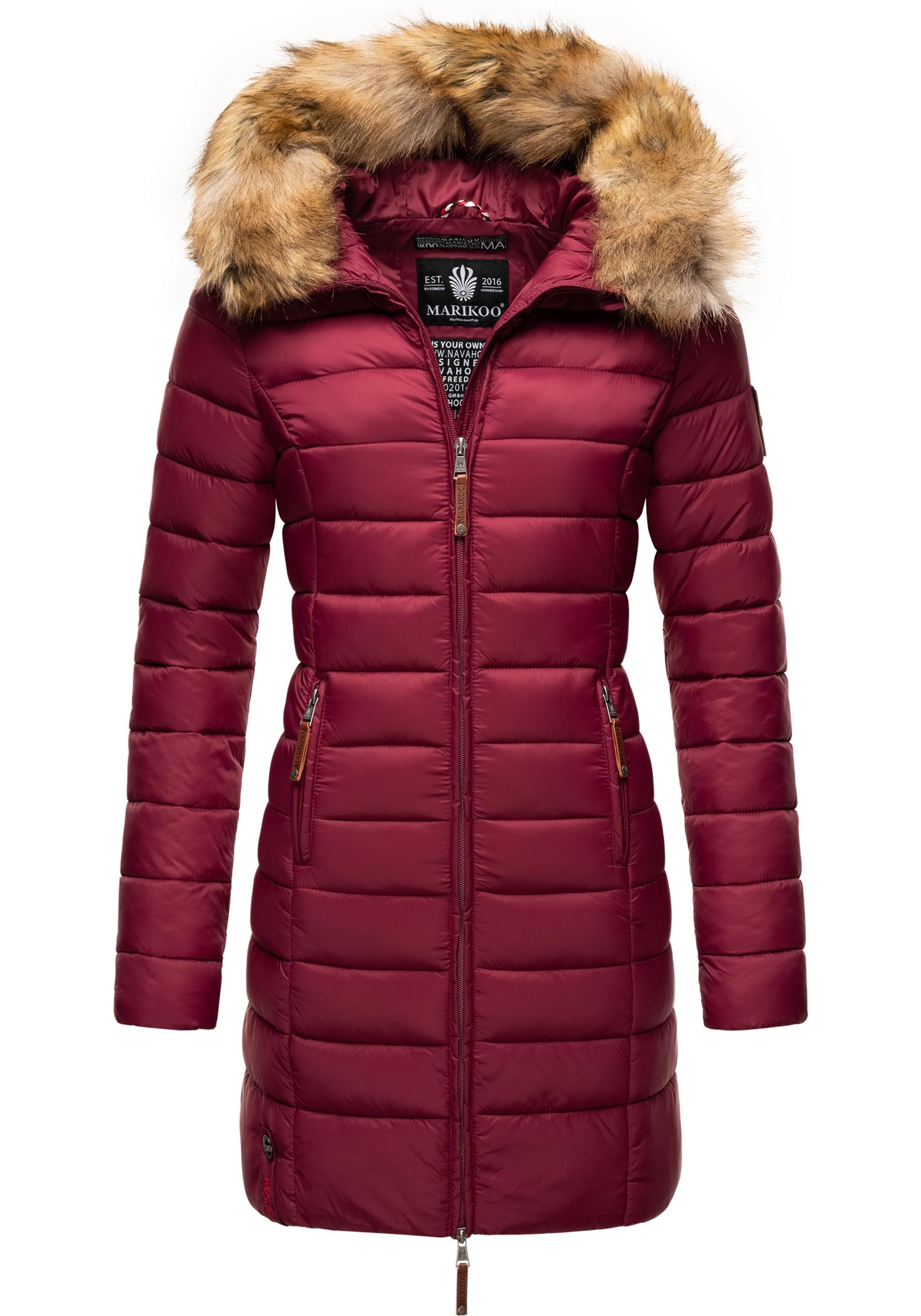 Marikoo Steppmantel "Rose-Stepp", zeitloser Winterparka mit großer Kunstfel günstig online kaufen