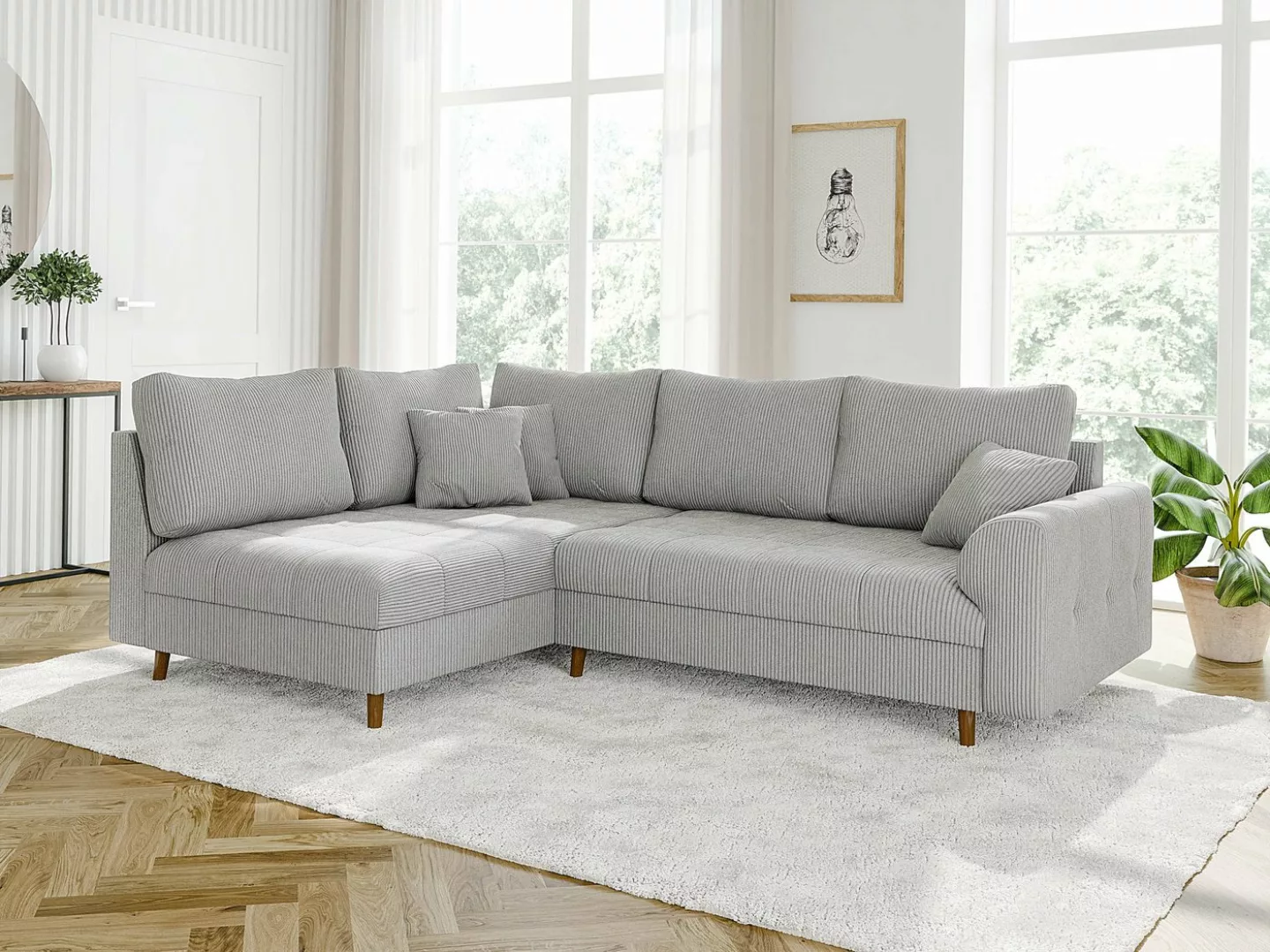 S-Style Möbel Ecksofa Zara mit Braun Holzfüßen im skandinavischen Stil aus günstig online kaufen