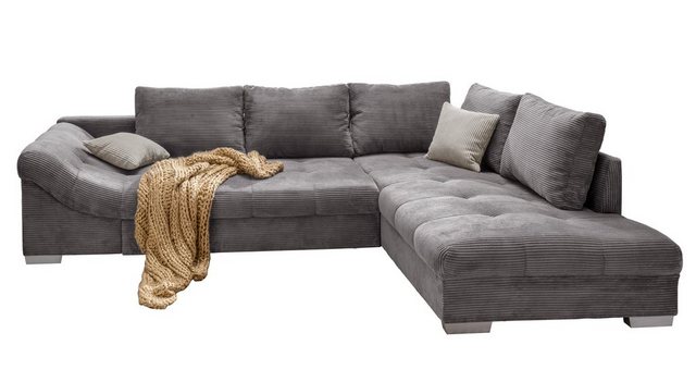 luma-home Ecksofa 17201, mit Bettfunktion 298x202 cm, Wellenunterfederung, günstig online kaufen