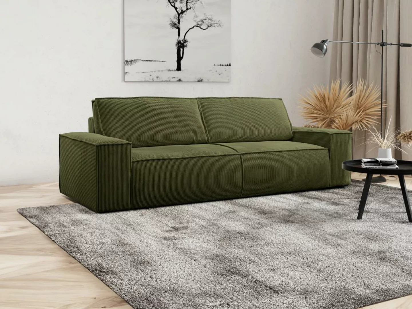 Schlafsofa 4-Sitzer - Cord - Khaki - AMELIA günstig online kaufen