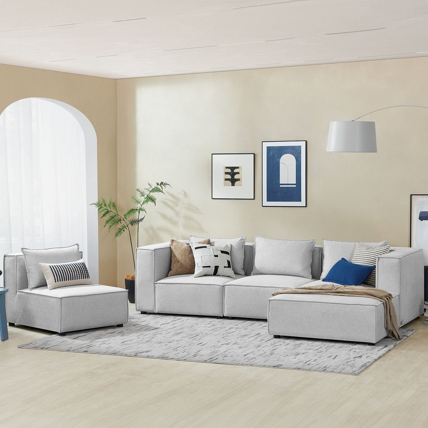 Juskys Ecksofa Domas, 5 Teile, XL, günstig online kaufen