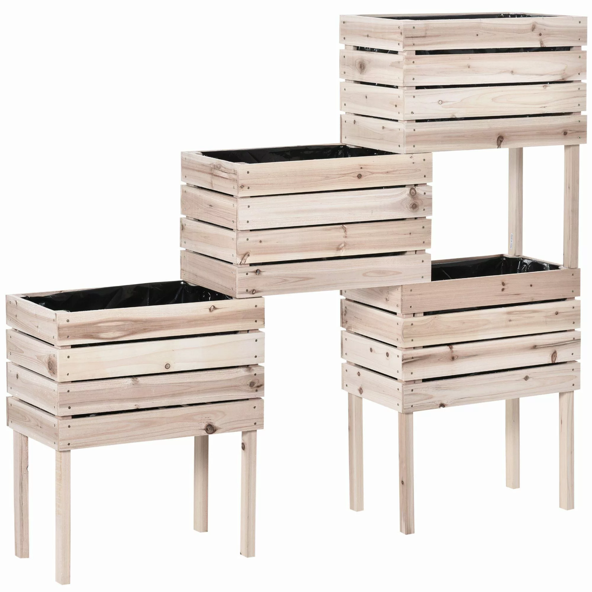 Outsunny Garten-Bett Set Tannenholz Kunststoff Natur 50L x 30B x 60H cm günstig online kaufen