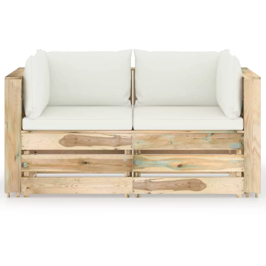 2-sitzer-gartensofa Mit Kissen Grün Imprägniertes Holz günstig online kaufen