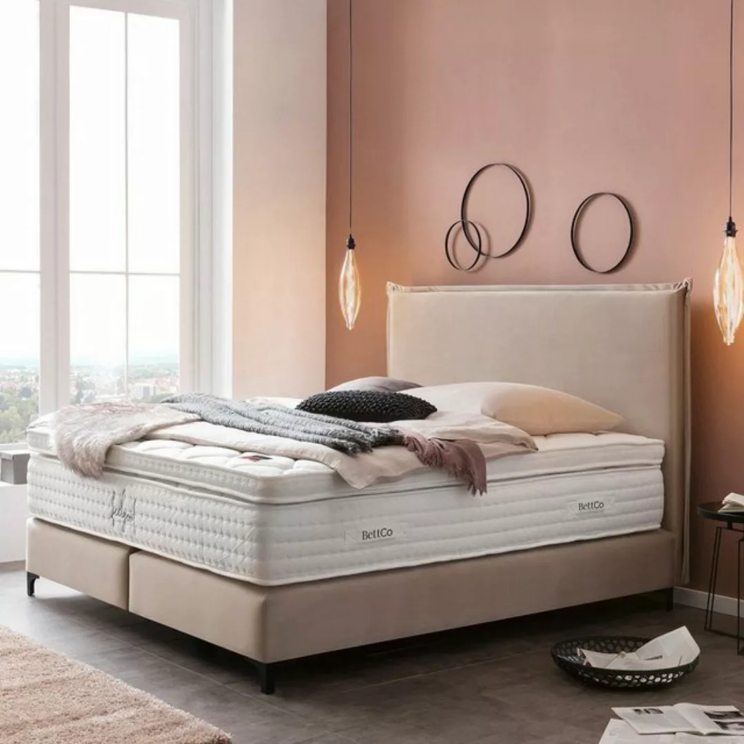 BettCo Boxspringbett London (160 x 200 cm, in Creme Velours), Kopfteil mit günstig online kaufen