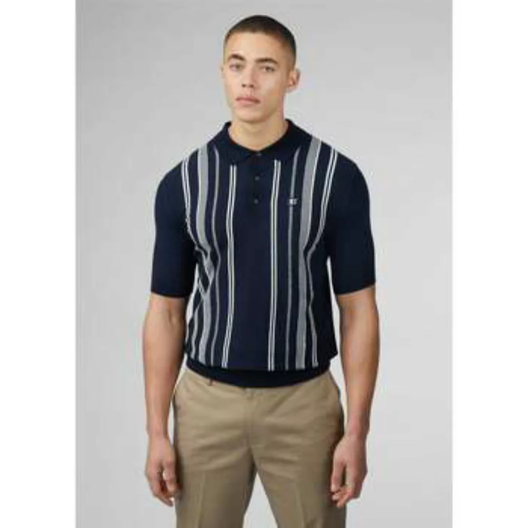 Ben Sherman  T-Shirts & Poloshirts Crickle cotton stripe polo - dark navy günstig online kaufen