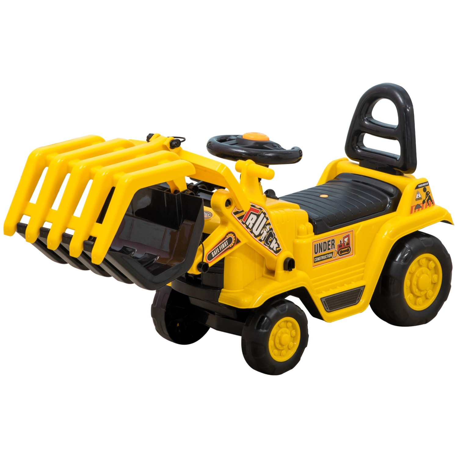 HOMCOM Sitzbagger mit Schaufel Sound-Effekten Hupe 83 x 27 x 39 cm günstig online kaufen